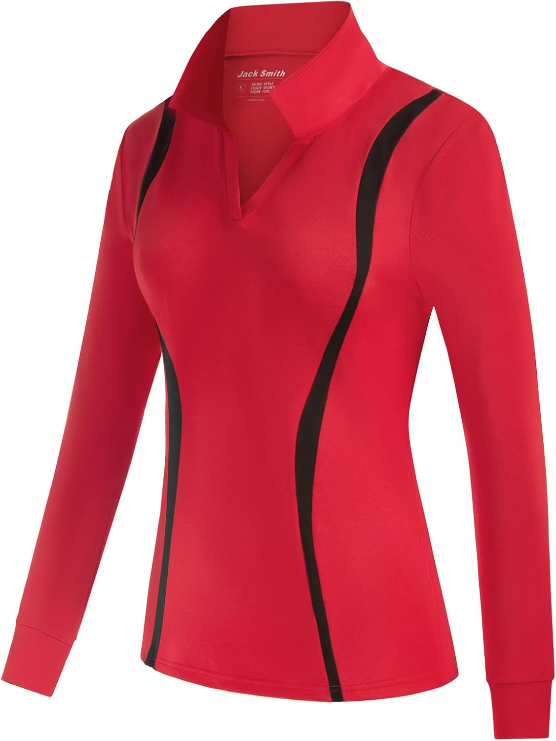Plus Size Golf Tennis Shirt for Women Long Sleeve Workout Shirts UPF 50 Long Sleeve Polo(Red,Xl)