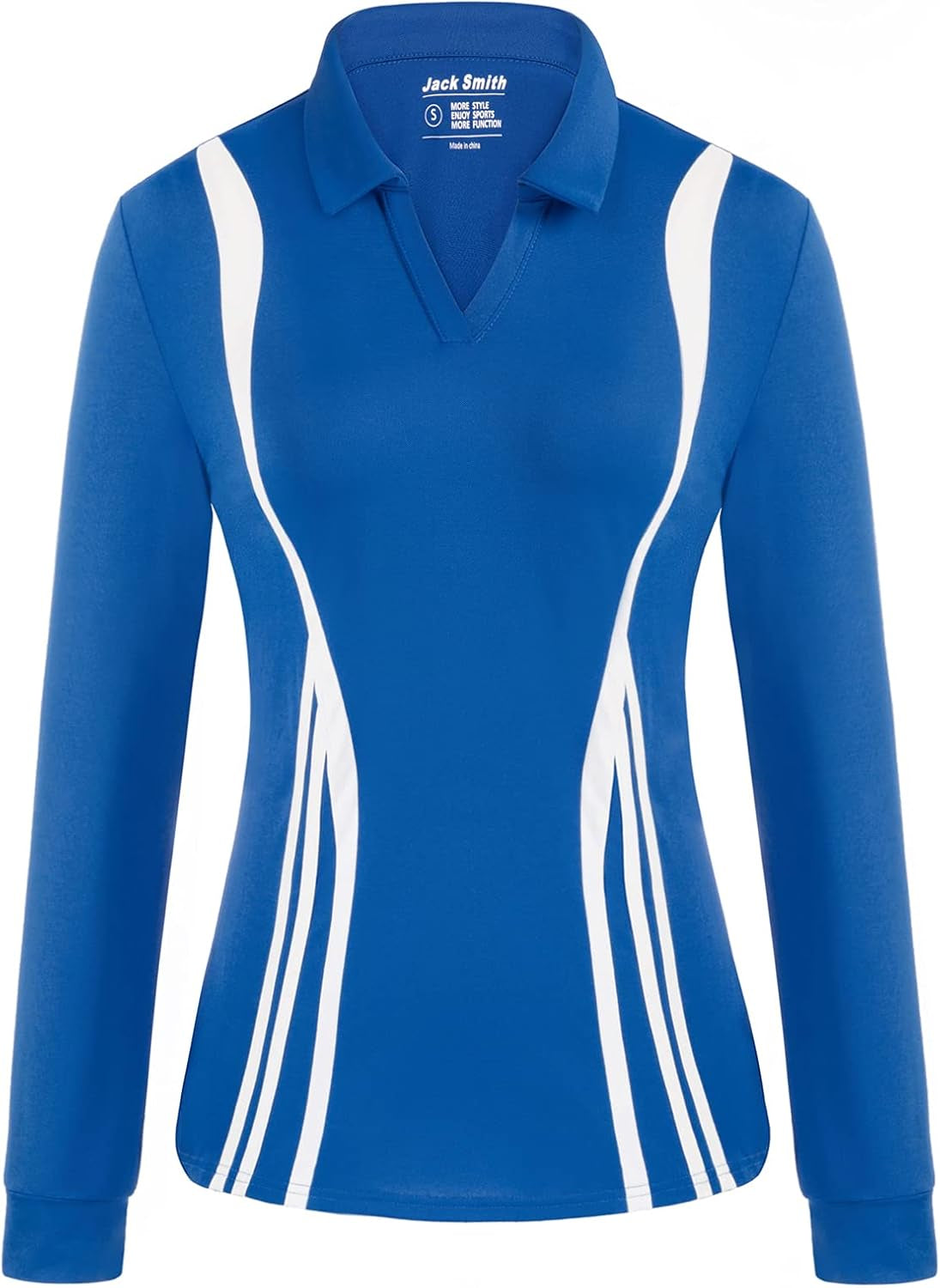 Blue Polo Shirts for Women V Neck Performance Exercise Tops Lightweight Moisture-Wicking Sport Workout Shirt(Royal Blue,L)